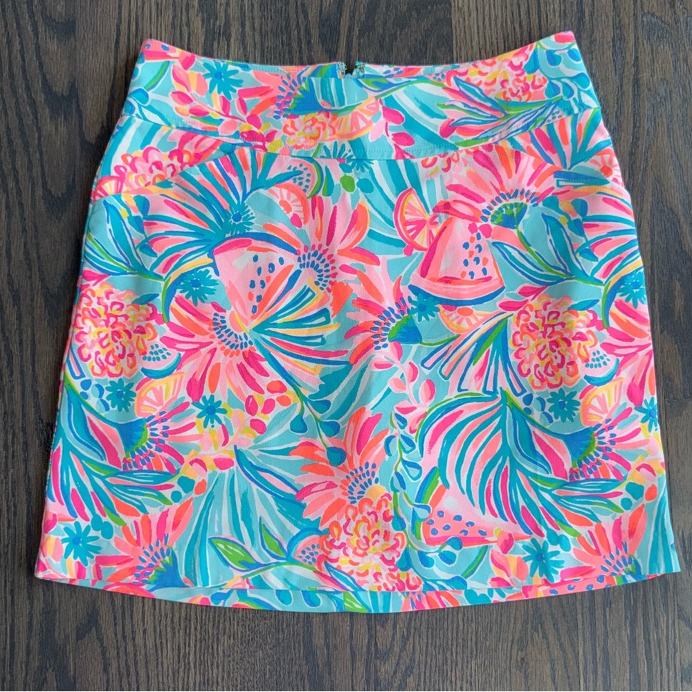Authentic Lilly Pulitzer Vibrant Floral Skort - Pink, Blue, Green